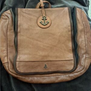 Brown Leather Anchor-Embellished Men's Bag